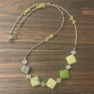 Silver and celtic marble and crystal  necklace